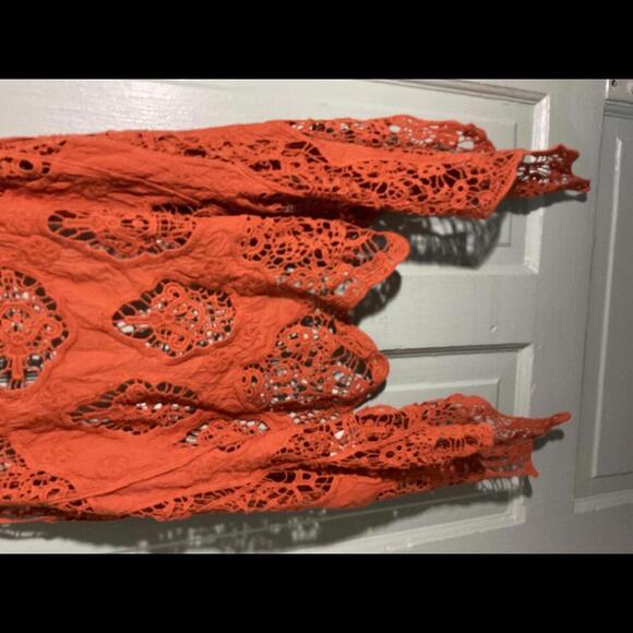 Jastie Rust Orange Crocheted Open Vest Festival Boho - Picture 5 of 6